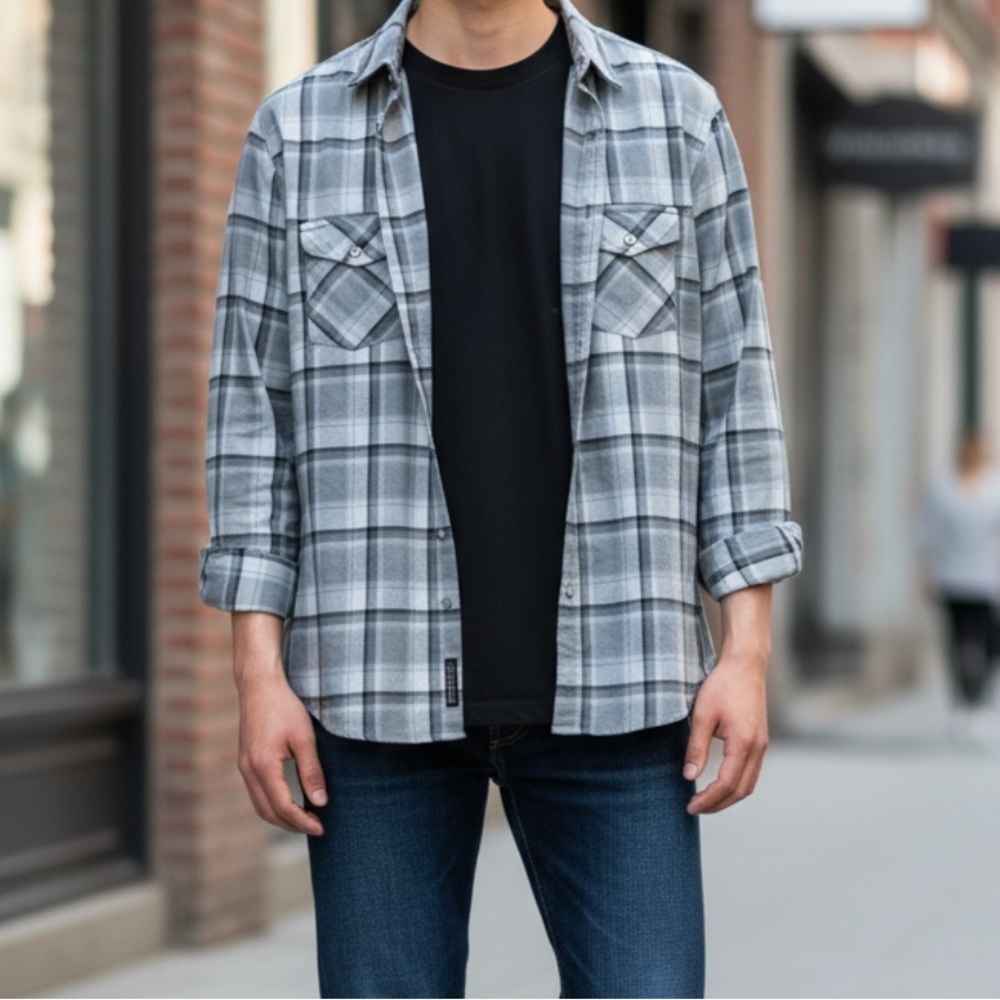 Hurley Plaid Flannel Button Up Shirt Nike Dri Fit Men’s Large